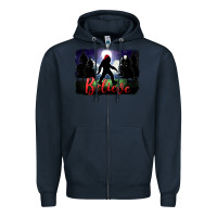 Navy bigfoot believe christmas Zipper Hoodie - FaDigitalArtStudio