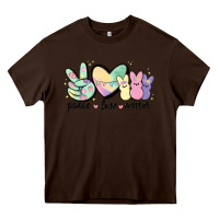 Chocolate Brown peace love peeps Heavy Core Tee - MaliasSmallBusiness