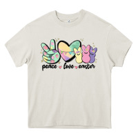 Cream peace love peeps Heavy Core Tee - MaliasSmallBusiness