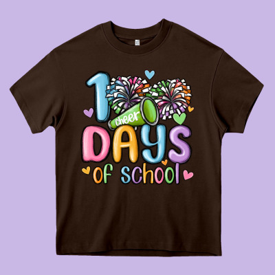 100 Days Of School Cheer Heavy Core Tee Designed By Maliassmallbusiness