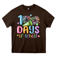 Chocolate Brown 100 days of school cheer Heavy Core Tee - MaliasSmallBusiness
