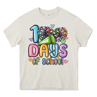 Cream 100 days of school cheer Heavy Core Tee - MaliasSmallBusiness
