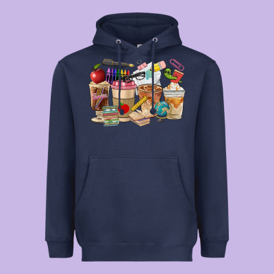 Teacher Coffee Cups Heavyweight Hoodie Designed By Fadigitalartstudio