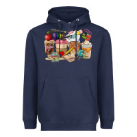 Navy Teacher Coffee Cups Heavyweight Hoodie - FaDigitalArtStudio