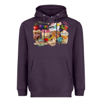 Plum Teacher Coffee Cups Heavyweight Hoodie - FaDigitalArtStudio