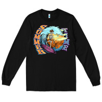 Black summer time skeleton surfing Long Sleeve Tee - NancyCooperArtShop