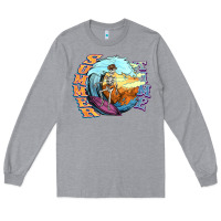 Heather Grey summer time skeleton surfing Long Sleeve Tee - NancyCooperArtShop