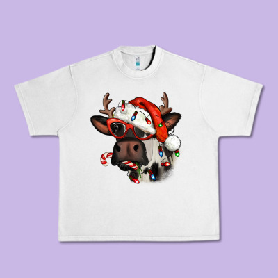 Christmas Cow With Antlers Urban Heavy Tee Designed By Jasminsmagicworld