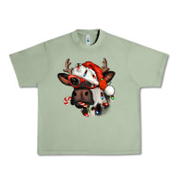 Oil Green Christmas cow with antlers Urban Heavy Tee - Jasminsmagicworld
