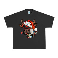 Pigment Black Christmas cow with antlers Urban Heavy Tee - Jasminsmagicworld
