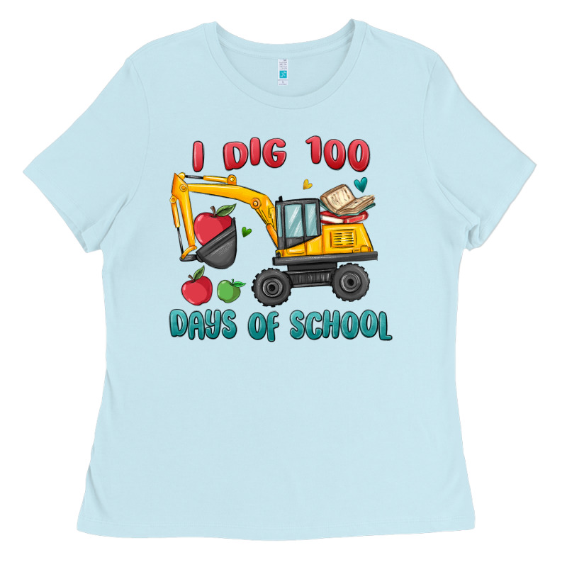I Dig 100 Days Of School Excavator Ladies Tee by MaliasSmallBusiness | Teevron