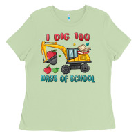 Matcha i dig 100 days of school excavator Ladies Tee - MaliasSmallBusiness