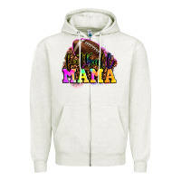 Oatmeal Heather football mama Zipper Hoodie - OliviaCreatesArt