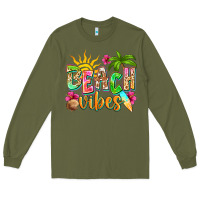 Army Green Beach vibes Long Sleeve Tee - NancyCooperArtShop
