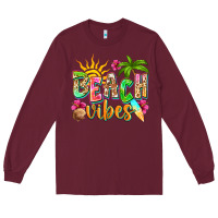 Burgundy Beach vibes Long Sleeve Tee - NancyCooperArtShop