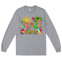 Heather Grey Beach vibes Long Sleeve Tee - NancyCooperArtShop