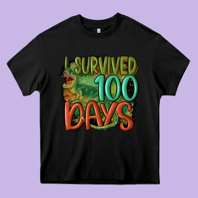 I Survived 100 Days Heavy Core Tee Designed By Maliassmallbusiness