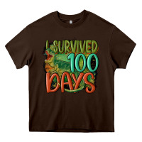 Chocolate Brown i survived 100 days Heavy Core Tee - MaliasSmallBusiness