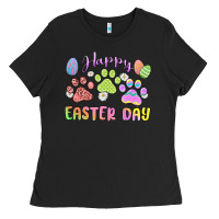 Black happy easter day paws Ladies Tee - MaliasSmallBusiness