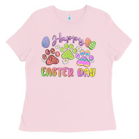 Bubblegum Pink happy easter day paws Ladies Tee - MaliasSmallBusiness