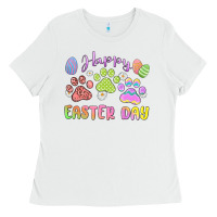 White happy easter day paws Ladies Tee - MaliasSmallBusiness