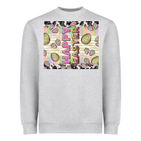 Heather Grey happy easter with cowhide Heavyweight Sweatshirt - TumblerDesignByShophia