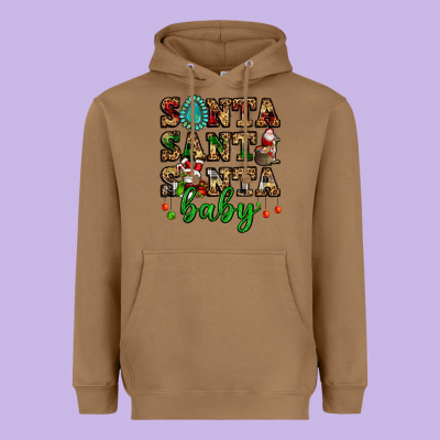 Santa Santa Santa Baby Heavyweight Hoodie Designed By Fadigitalartstudio