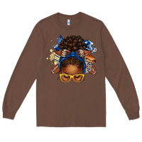 Chestnut blue and gold american football afro messy bun Long Sleeve Tee - texasbilliewilder
