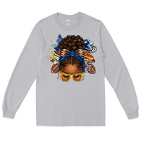 Moon Dust blue and gold american football afro messy bun Long Sleeve Tee - texasbilliewilder