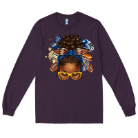 Plum blue and gold american football afro messy bun Long Sleeve Tee - texasbilliewilder