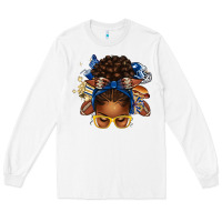 White blue and gold american football afro messy bun Long Sleeve Tee - texasbilliewilder