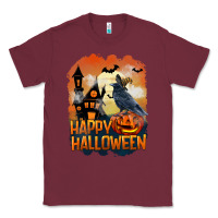 Burgundy Happy Halloween With Crow Classic Tee - LillyAllenDesigns