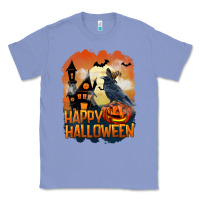 Colony Blue Happy Halloween With Crow Classic Tee - LillyAllenDesigns