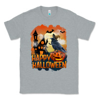 Heather Grey Happy Halloween With Crow Classic Tee - LillyAllenDesigns
