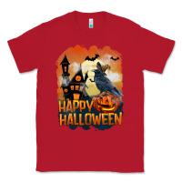 Red Happy Halloween With Crow Classic Tee - LillyAllenDesigns
