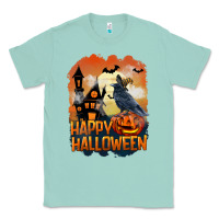 Seafoam Happy Halloween With Crow Classic Tee - LillyAllenDesigns