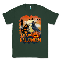 Sports Green Happy Halloween With Crow Classic Tee - LillyAllenDesigns