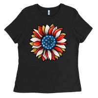 Black Patriotic Sunflower Ladies Tee - Jasminsmagicworld