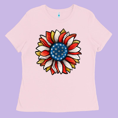 Patriotic Sunflower Ladies Tee Designed By Jasminsmagicworld