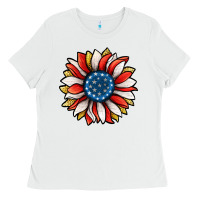 White Patriotic Sunflower Ladies Tee - Jasminsmagicworld