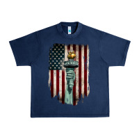 Navy statue of liberty torch Urban Heavy Tee - BarkalooDesign