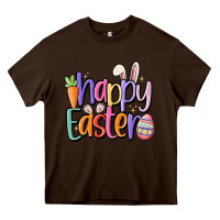 Chocolate Brown happy easter Heavy Core Tee - MaliasSmallBusiness