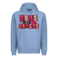 Colony Blue Hugs and kisses Valentine's Day Premium Hoodie - FaDigitalArtStudio