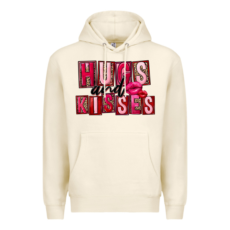 Hugs And Kisses Valentine's Day Premium Hoodie by FaDigitalArtStudio | Teevron