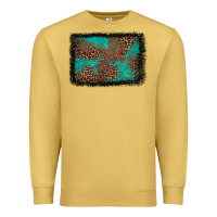 Western Leopard Turquoise Glitter Tooled Leather Premium Sweatshirt | Teevron