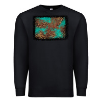Black western leopard turquoise glitter tooled leather Premium Sweatshirt - FaDigitalArtStudio