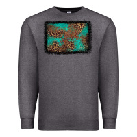 Charcoal Heather western leopard turquoise glitter tooled leather Premium Sweatshirt - FaDigitalArtStudio