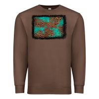 Chestnut western leopard turquoise glitter tooled leather Premium Sweatshirt - FaDigitalArtStudio