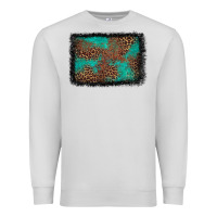 Dove Grey western leopard turquoise glitter tooled leather Premium Sweatshirt - FaDigitalArtStudio