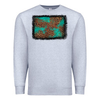 Heather Grey western leopard turquoise glitter tooled leather Premium Sweatshirt - FaDigitalArtStudio
